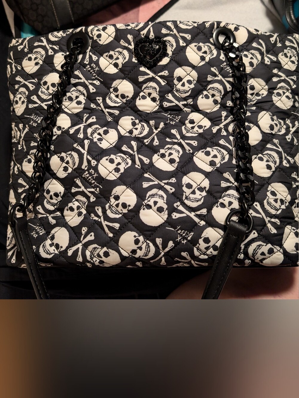 Torrid x Betsey Johnson Skull Crossbody Tote Quilted Black Goth Punk Y2K Rare